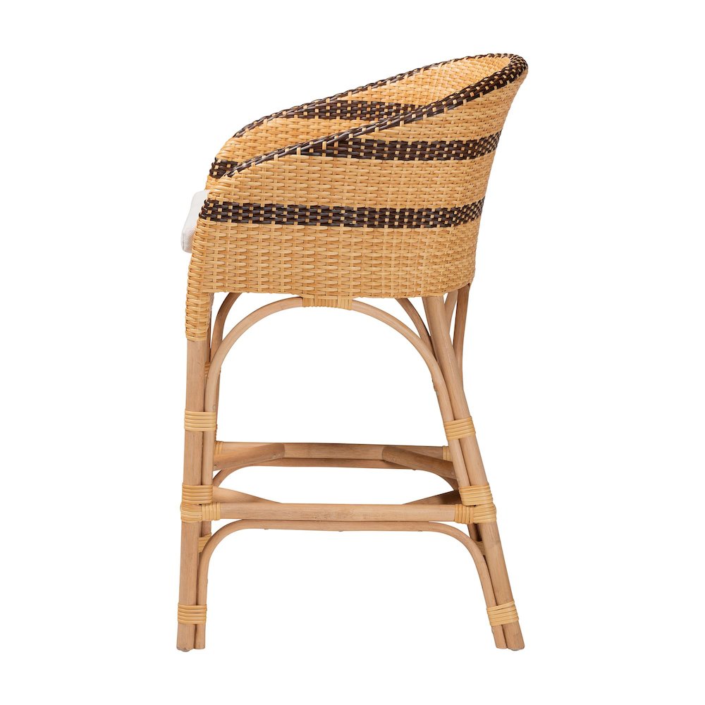 Rattan Counter Stool with Cushion-Barrel-Back Counter Chair with Synthetic Woven. Picture 3
