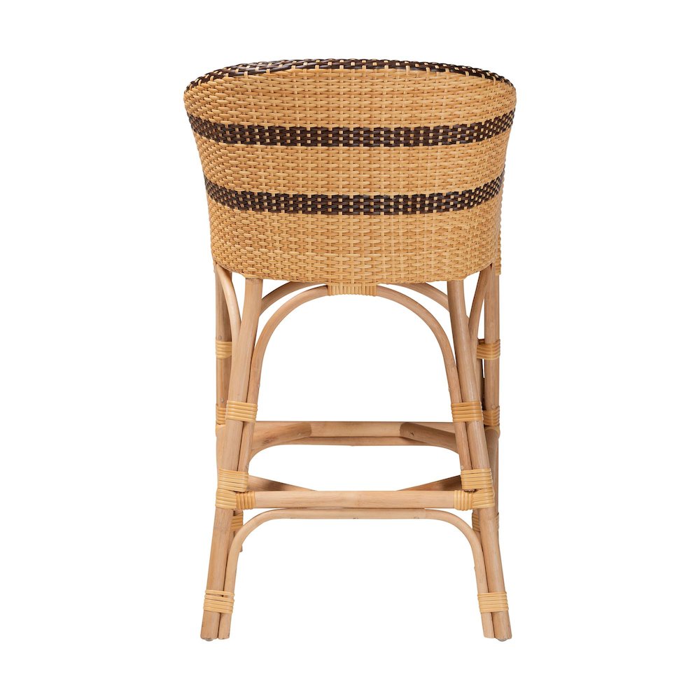 Rattan Counter Stool with Cushion-Barrel-Back Counter Chair with Synthetic Woven. Picture 4