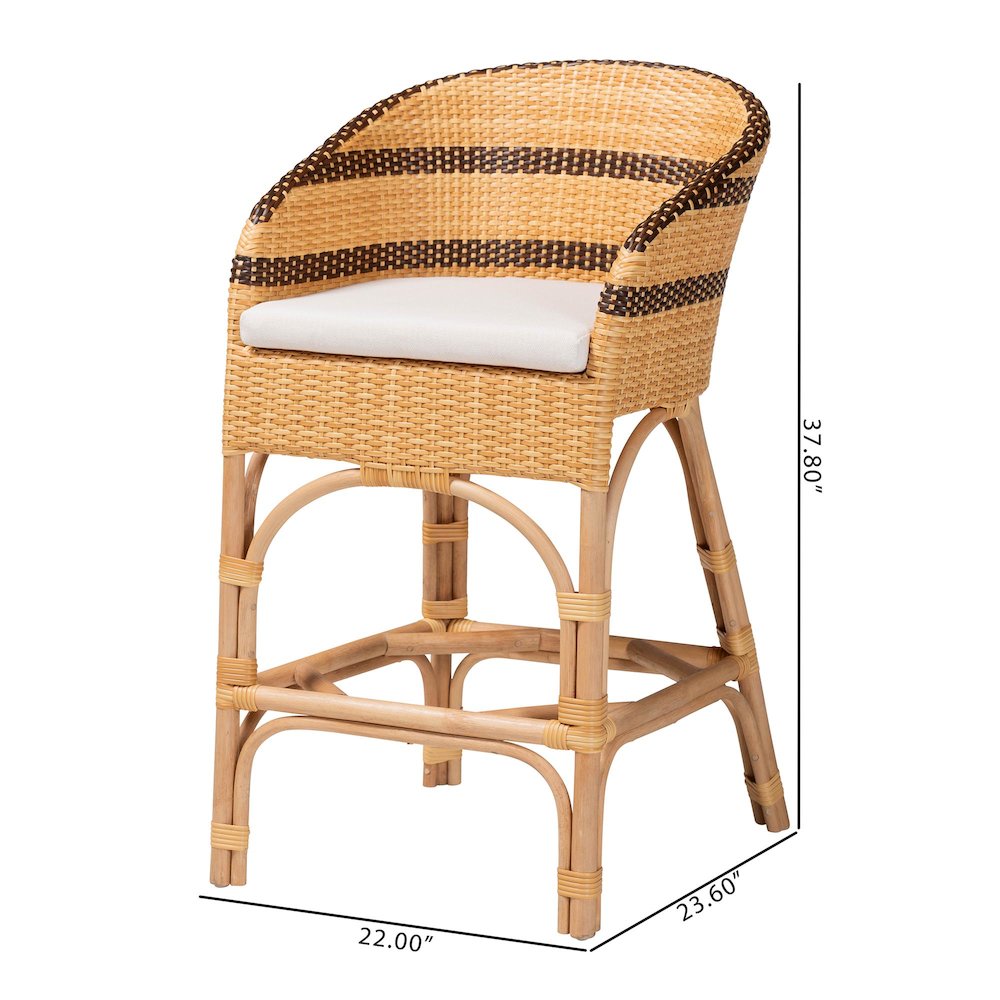 Rattan Counter Stool with Cushion-Barrel-Back Counter Chair with Synthetic Woven. Picture 9