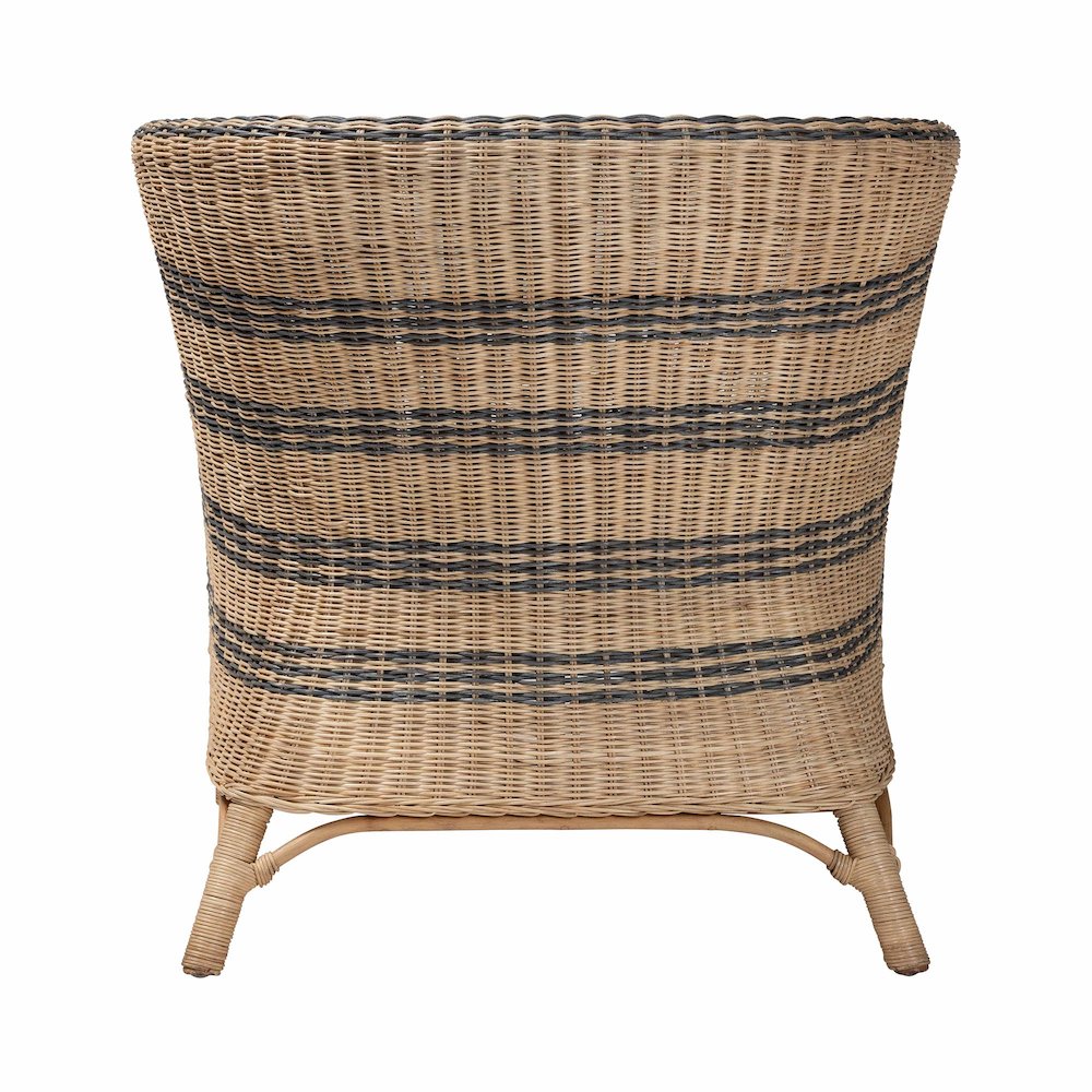 Accent Chair - Wicker Barrel-Back Chair with Two-Tone Woven Stripes. Picture 4