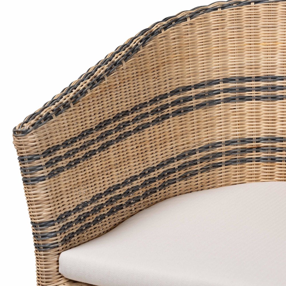Accent Chair - Wicker Barrel-Back Chair with Two-Tone Woven Stripes. Picture 5