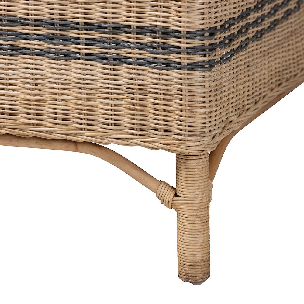 Accent Chair - Wicker Barrel-Back Chair with Two-Tone Woven Stripes. Picture 6