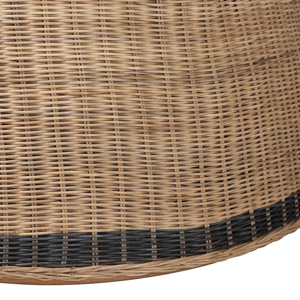 Natural Rattan Loveseat - Handwoven Wicker Sofa with Two-Tone Woven Detailing. Picture 5