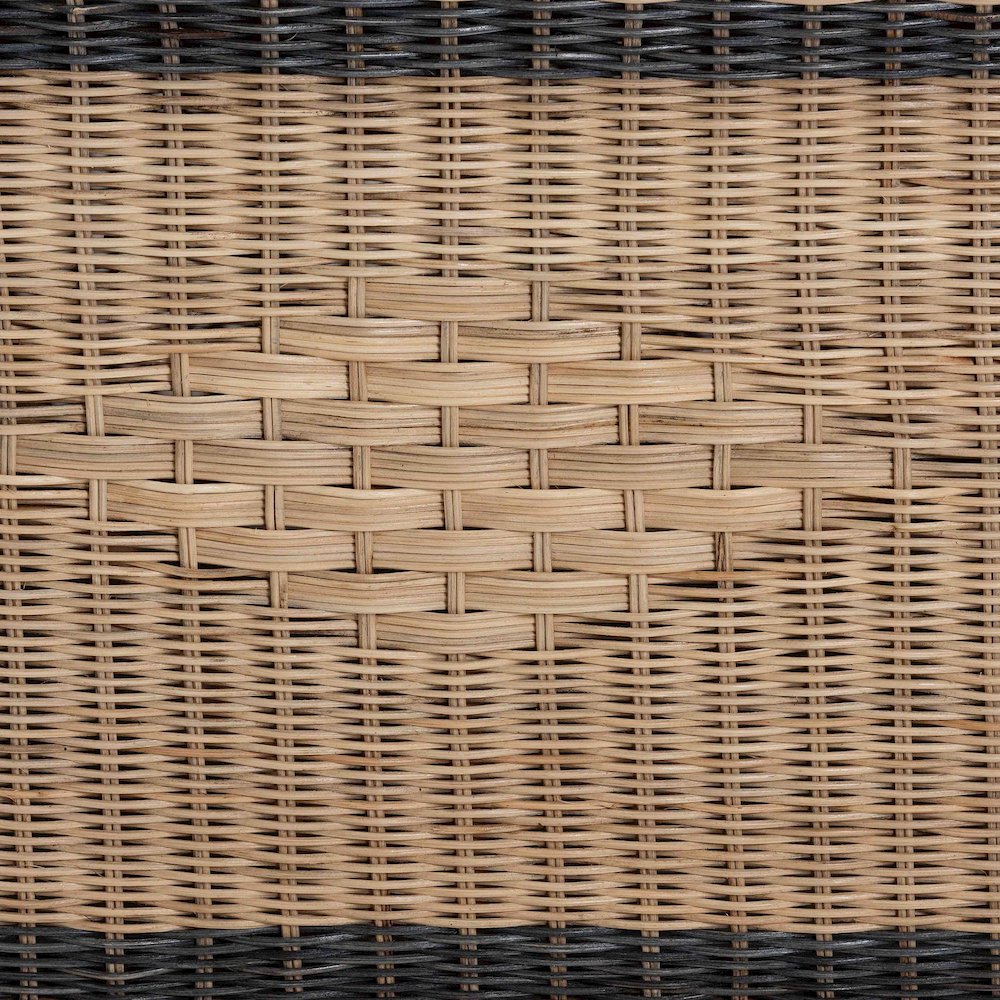 Natural Rattan Loveseat - Handwoven Wicker Sofa with Two-Tone Woven Detailing. Picture 6