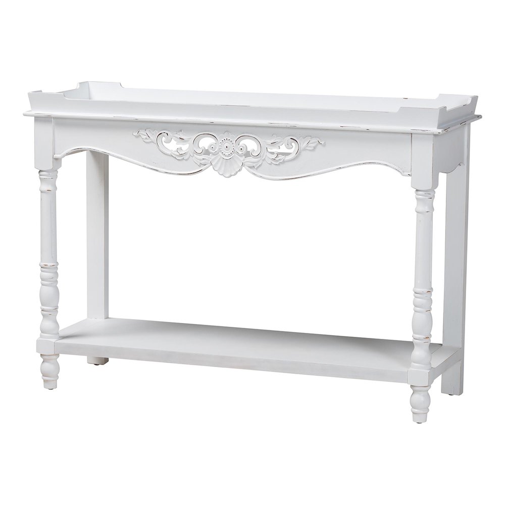Distressed Console Table - Vintage-Inspired White Accent Table. Picture 1