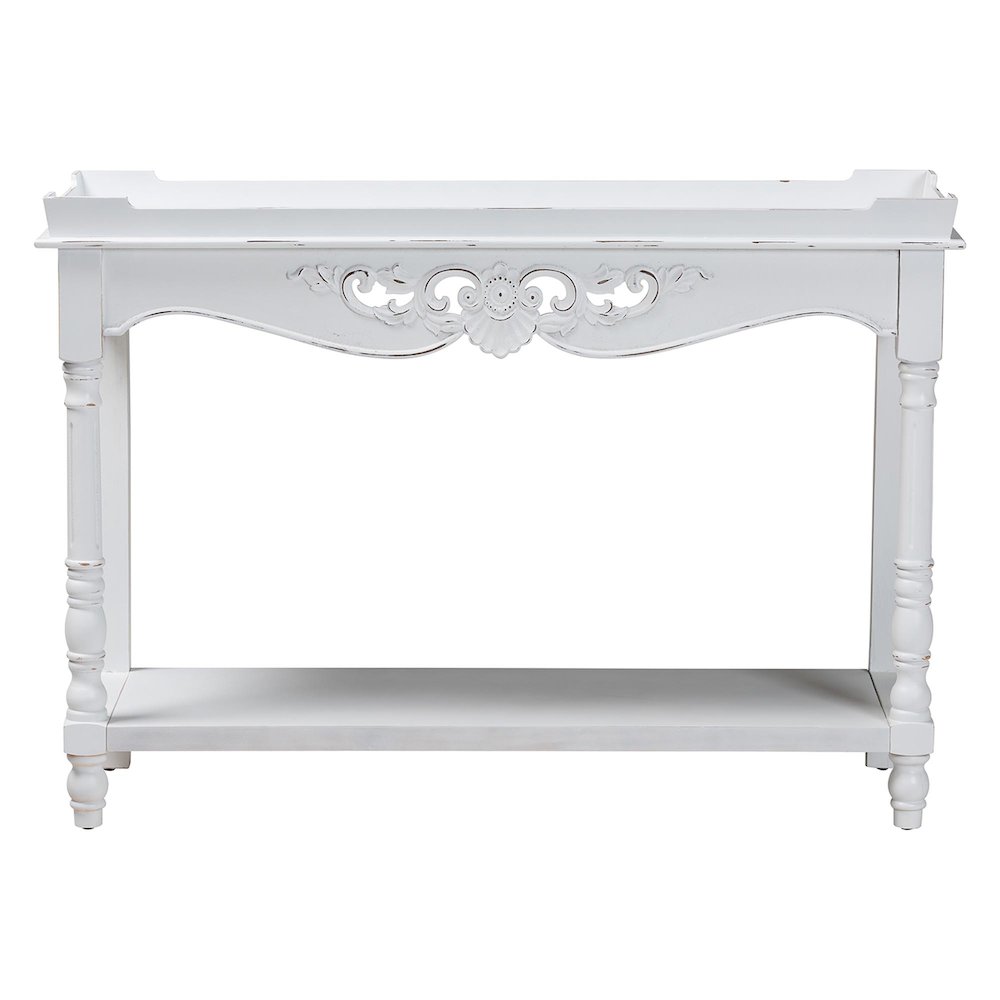 Distressed Console Table - Vintage-Inspired White Accent Table. Picture 2