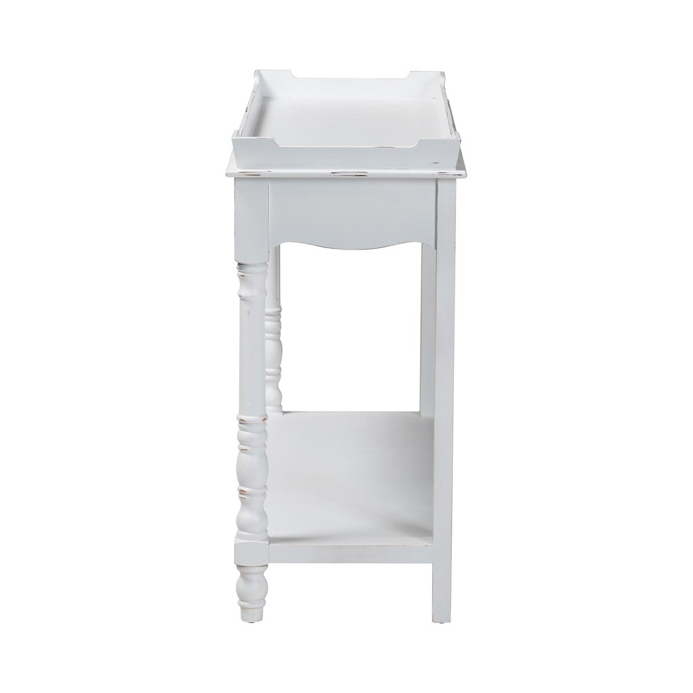 Distressed Console Table - Vintage-Inspired White Accent Table. Picture 3