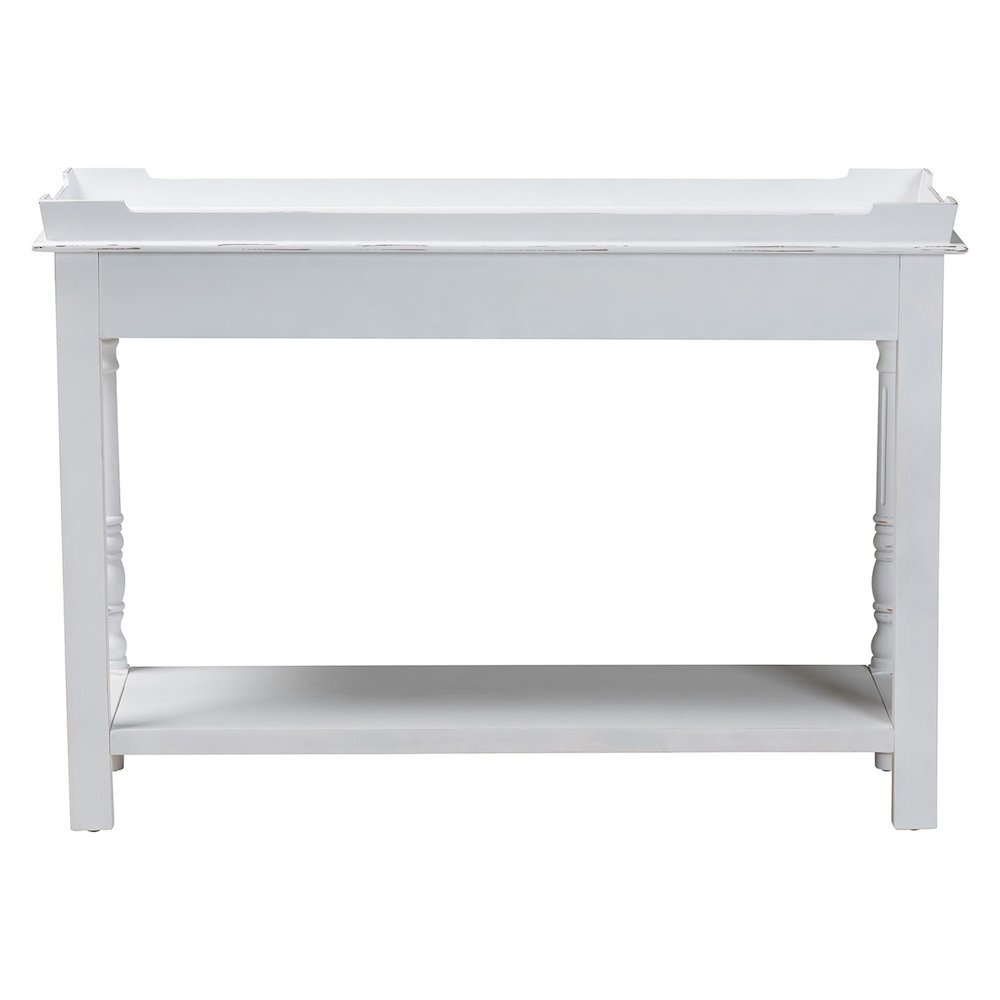 Distressed Console Table - Vintage-Inspired White Accent Table. Picture 4