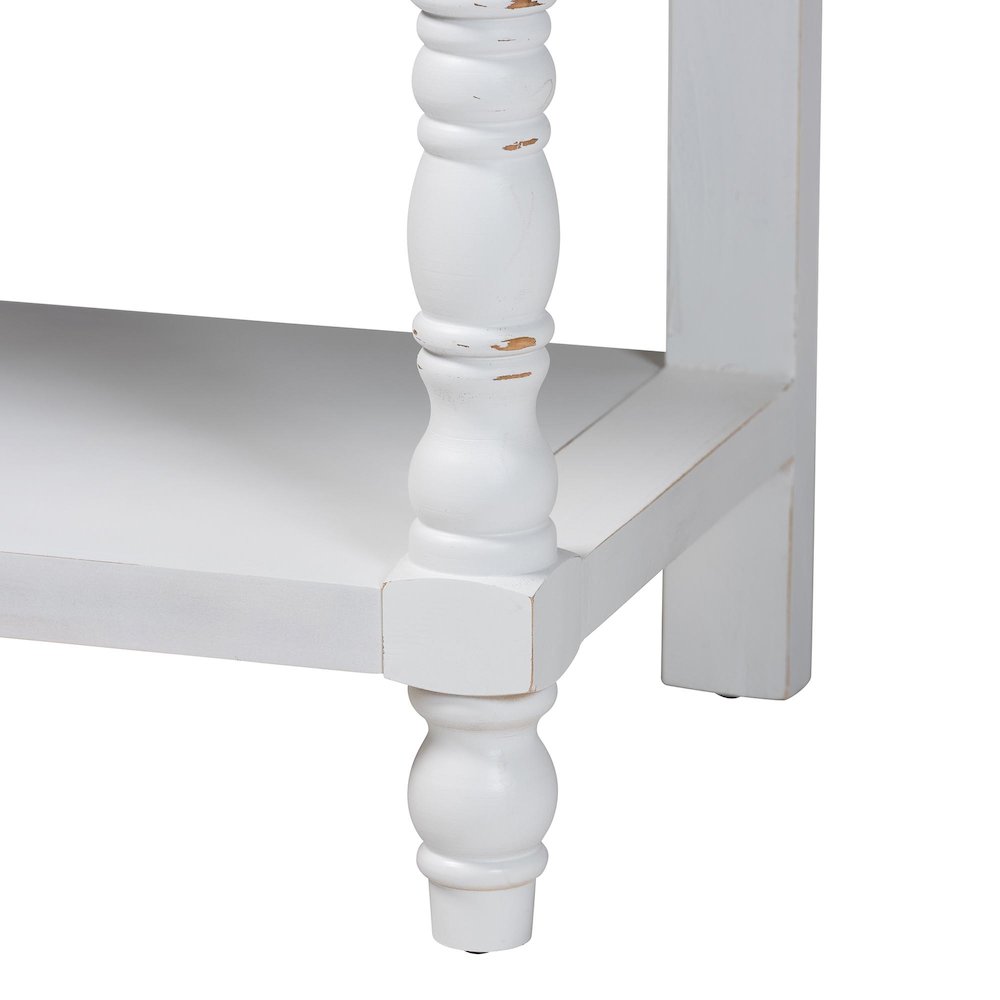 Distressed Console Table - Vintage-Inspired White Accent Table. Picture 6