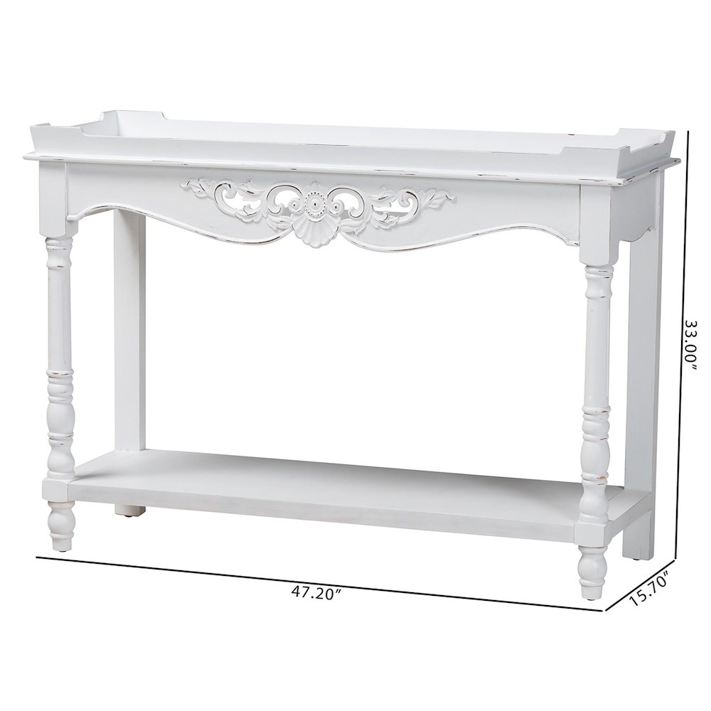 Distressed Console Table - Vintage-Inspired White Accent Table. Picture 9