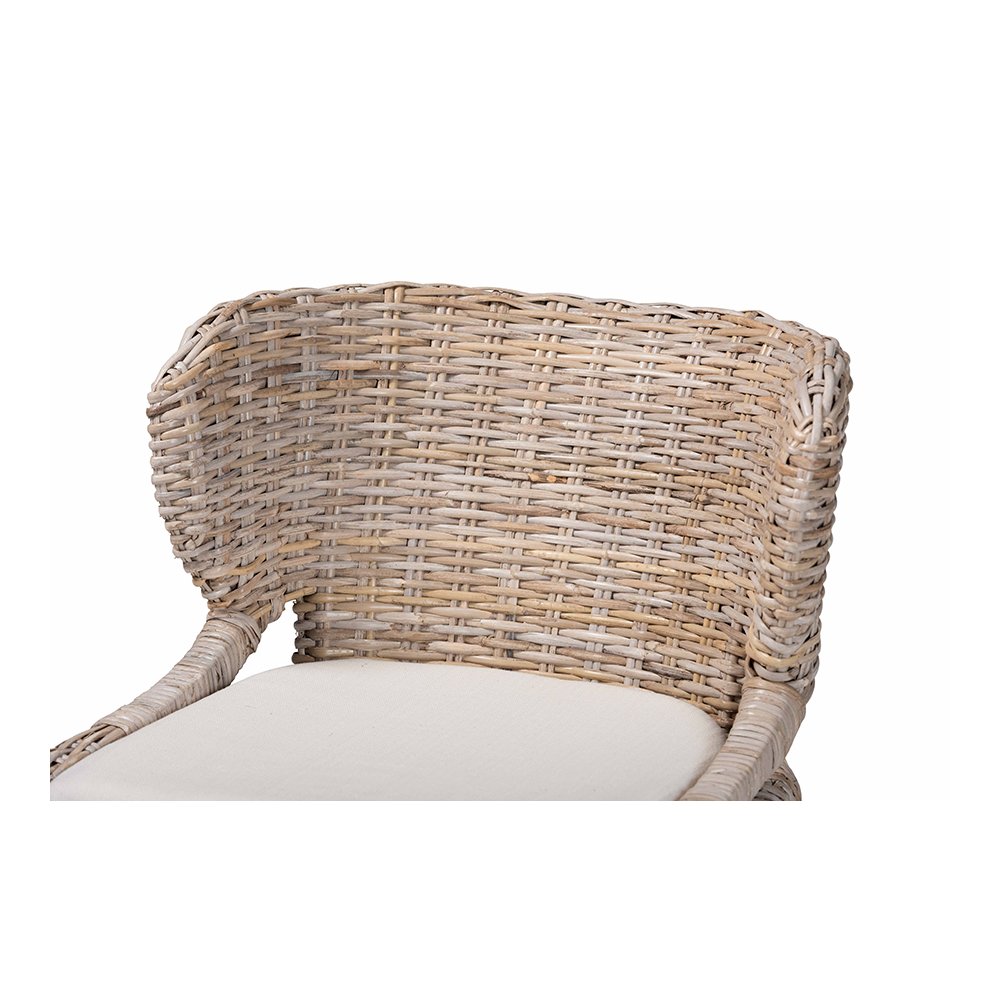 Niesha Kubu Rattan Counter Stool with Flared Arms and Cushion, Grey. Picture 6