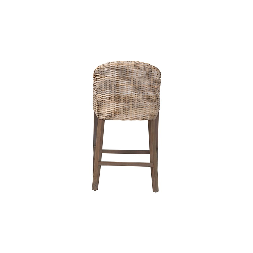 Lara Kubu Rattan Counter Stool with Wingback Design and Cushion, Grey. Picture 5