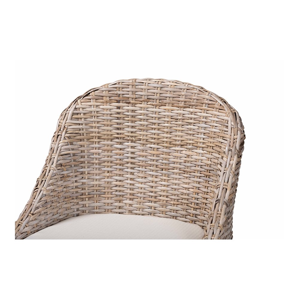 Lara Kubu Rattan Counter Stool with Wingback Design and Cushion, Grey. Picture 6
