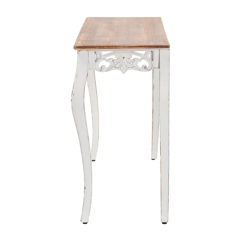 Distressed Wood Console Table with Floral Motif and Two-Tone Finishing. Picture 4