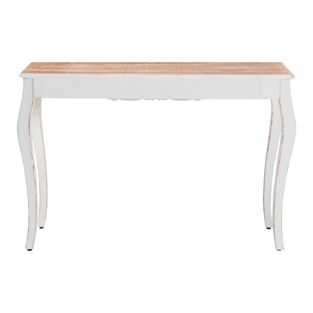 Distressed Wood Console Table with Floral Motif and Two-Tone Finishing. Picture 5