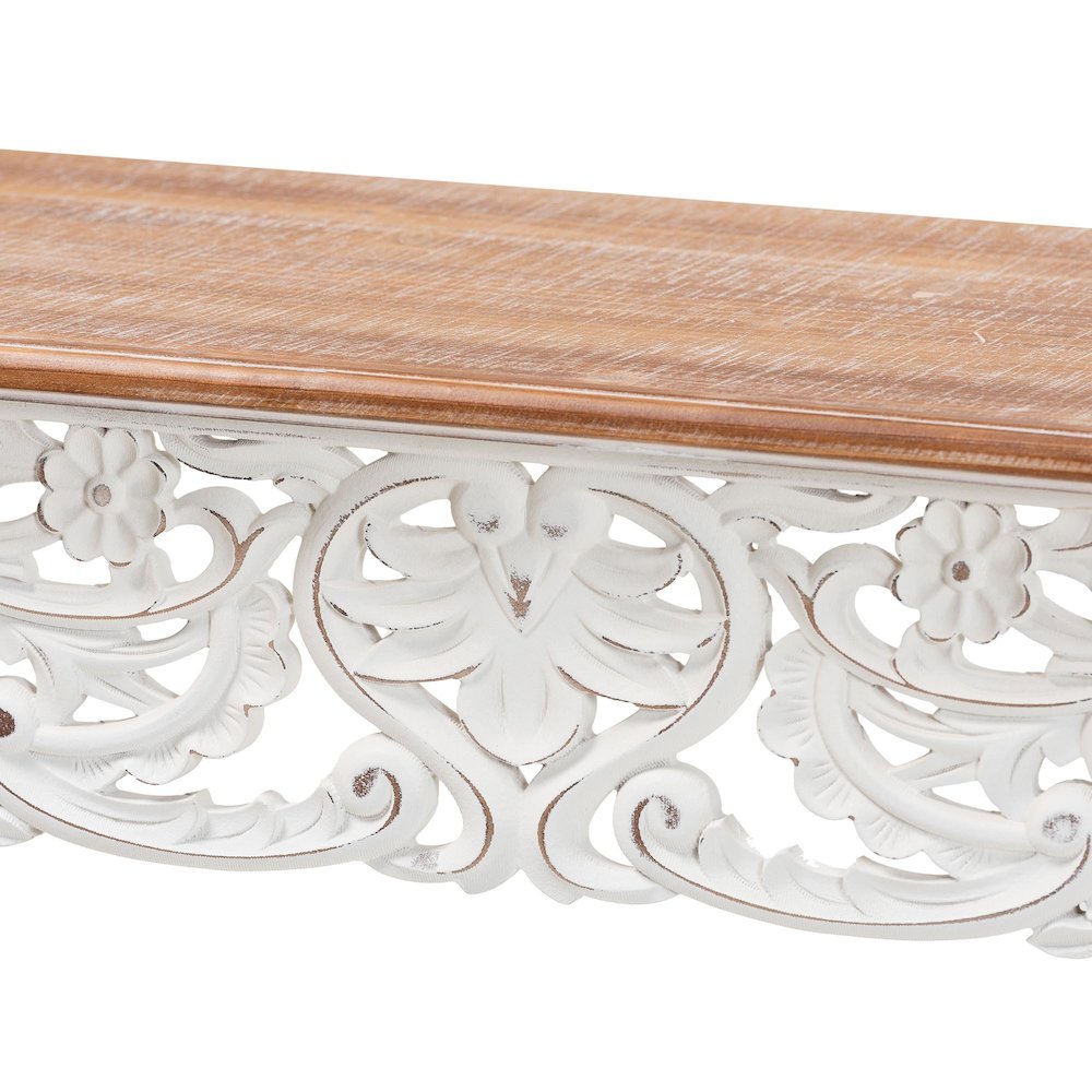 Distressed Wood Console Table with Floral Motif and Two-Tone Finishing. Picture 6