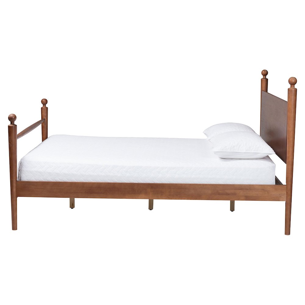 Wood Platform Bed - Traditional Poster Bed Frame with Panel Headboard, Queen. Picture 2