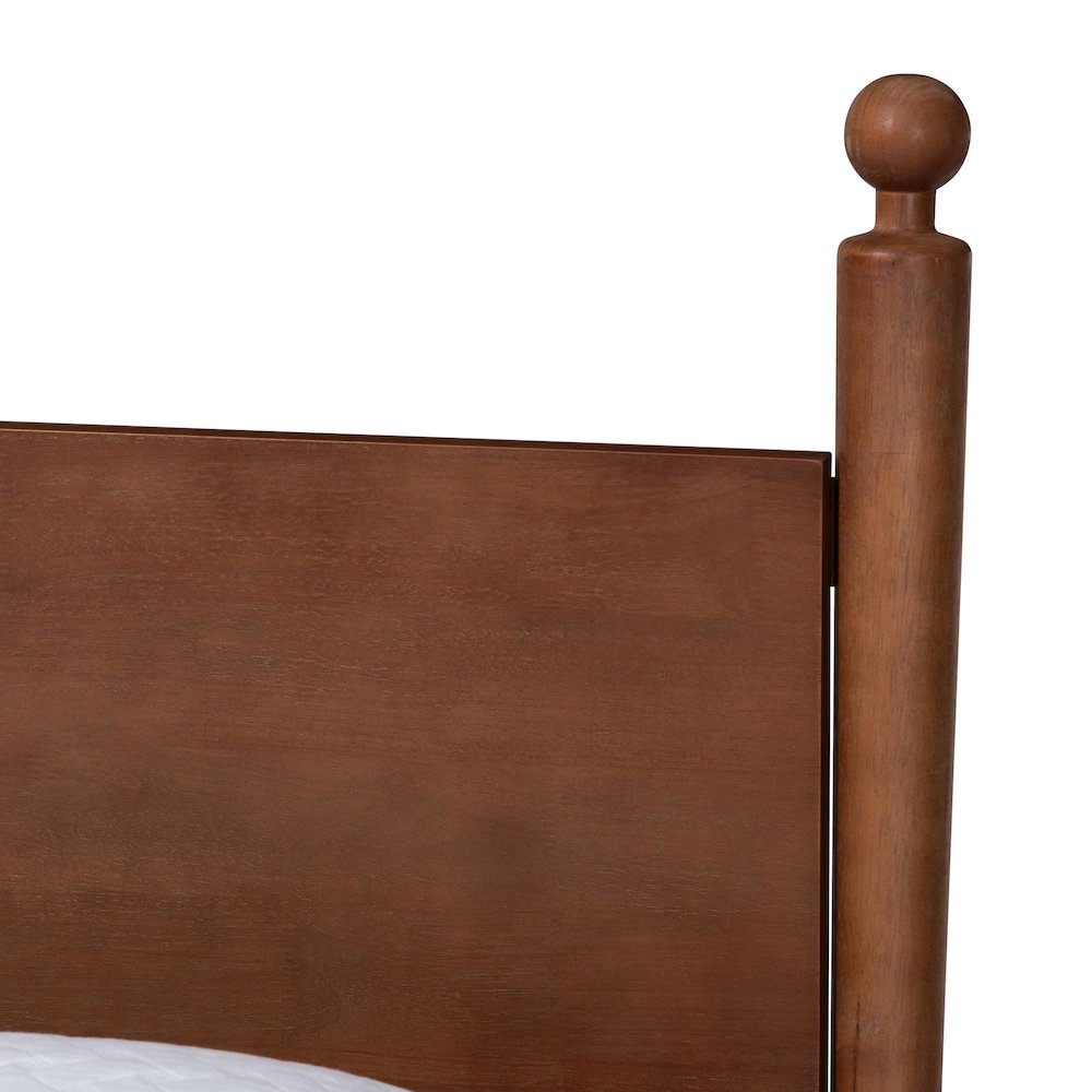Wood Platform Bed - Traditional Poster Bed Frame with Panel Headboard, Queen. Picture 4