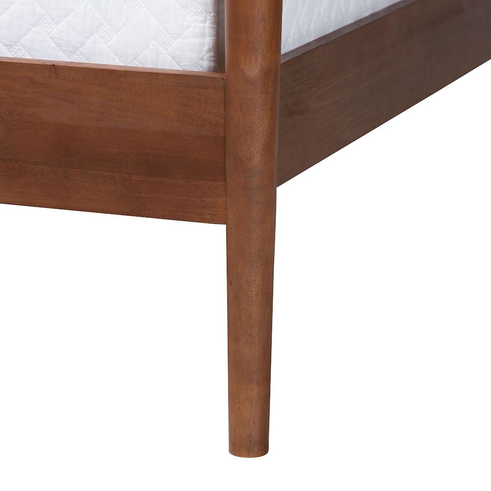 Wood Platform Bed - Traditional Poster Bed Frame with Panel Headboard, Queen. Picture 5