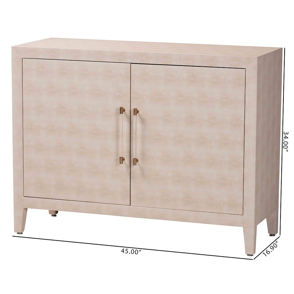 Faux Shagreen Storage Cabinet - Contemporary 2-Door Accent Sideboard. Picture 11