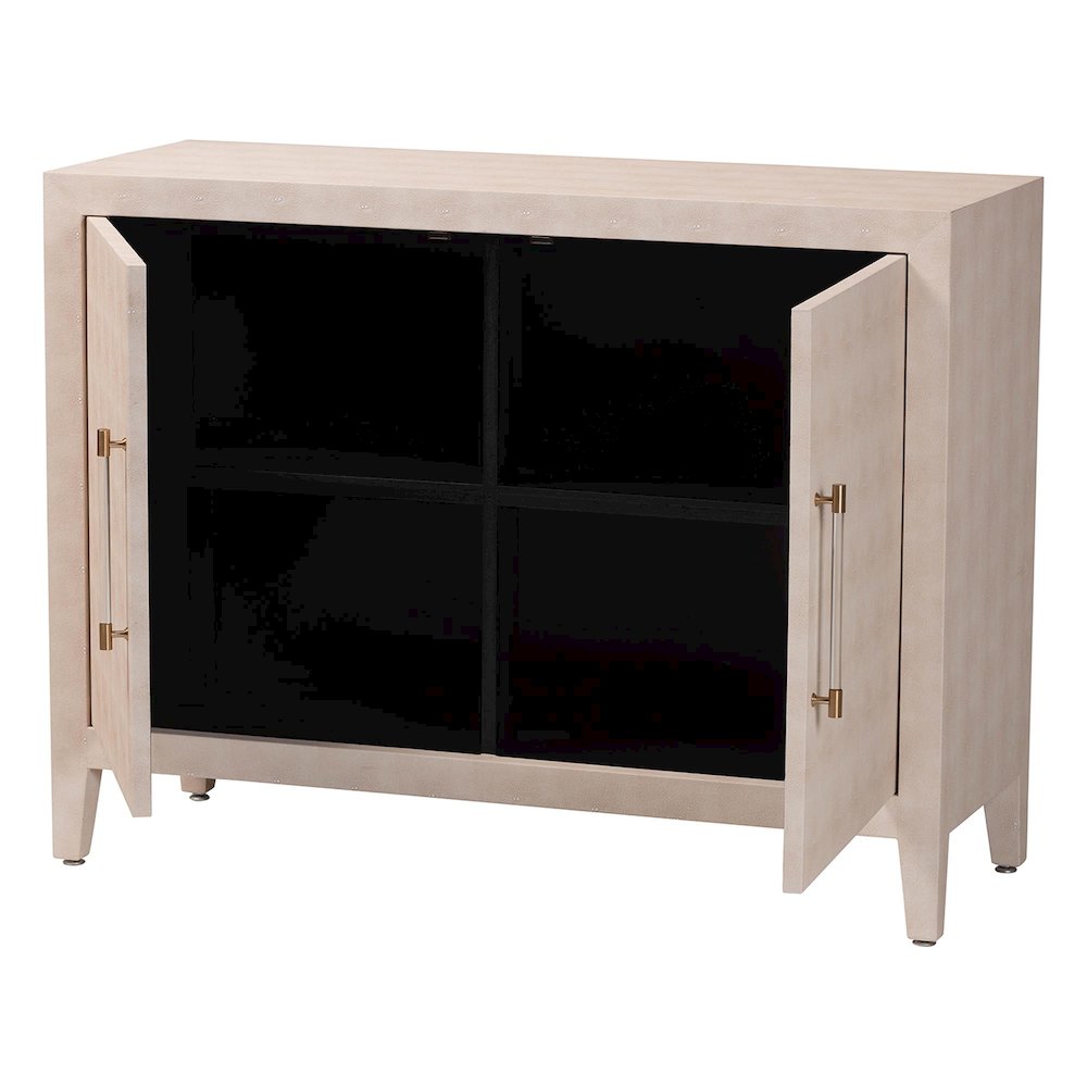 Faux Shagreen Storage Cabinet - Contemporary 2-Door Accent Sideboard. Picture 2