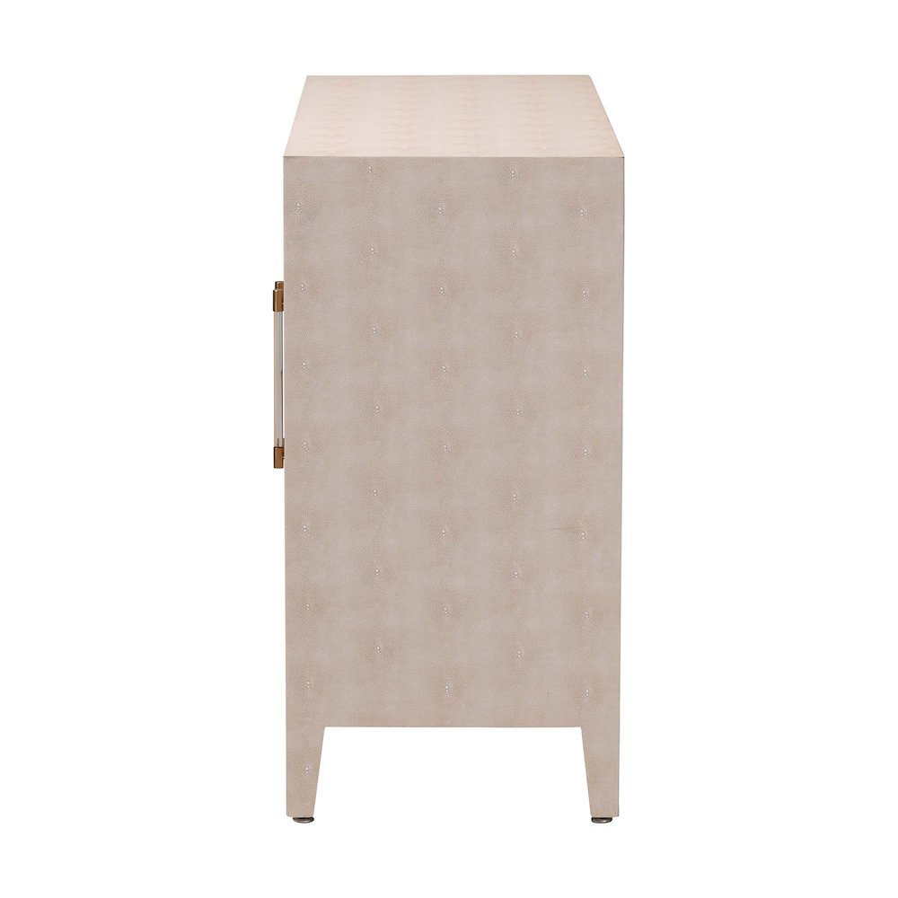 Faux Shagreen Storage Cabinet - Contemporary 2-Door Accent Sideboard. Picture 4