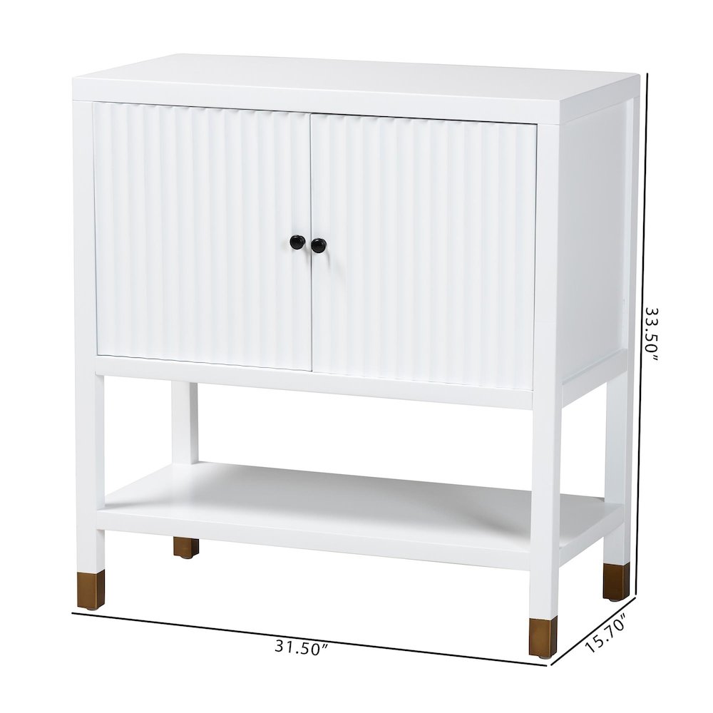 Aiden Fluted 2-Door Accent Storage Cabinet with Open Shelf and Raised Legs. Picture 6
