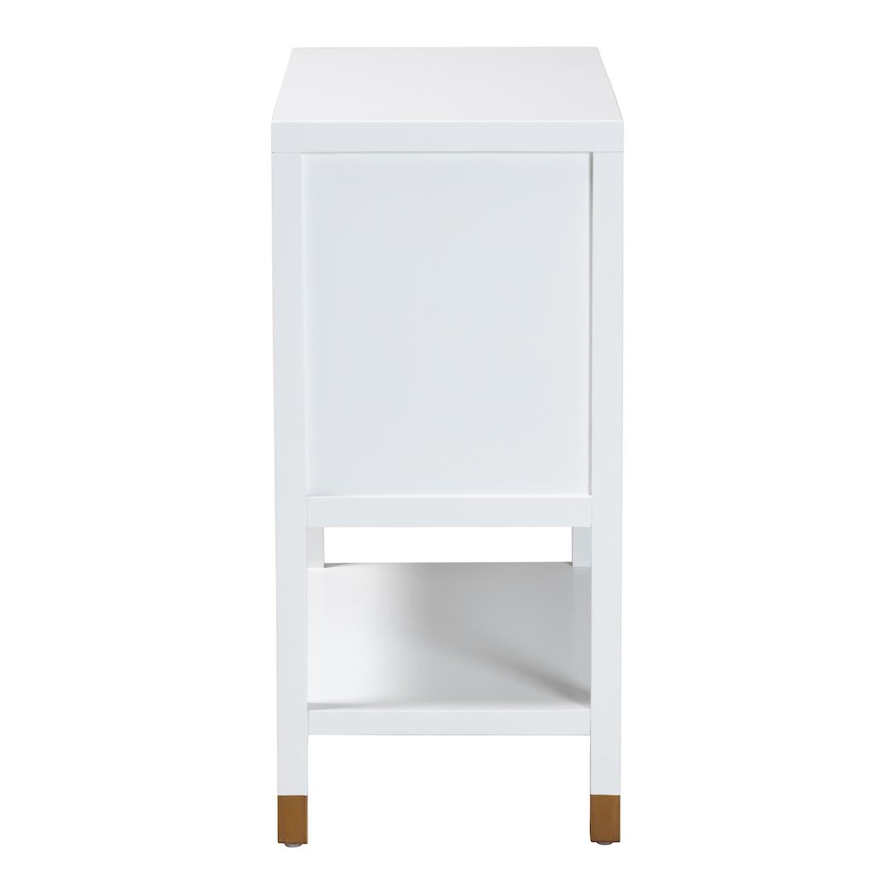 Aiden Fluted 2-Door Accent Storage Cabinet with Open Shelf and Raised Legs. Picture 4