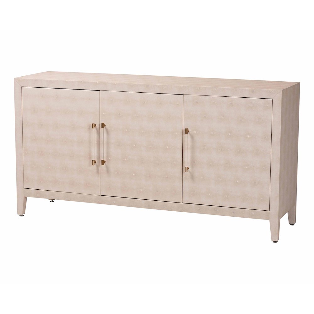Faux Shagreen Sideboard - Contemporary 3-Door Buffet Storage Cabinet. Picture 1