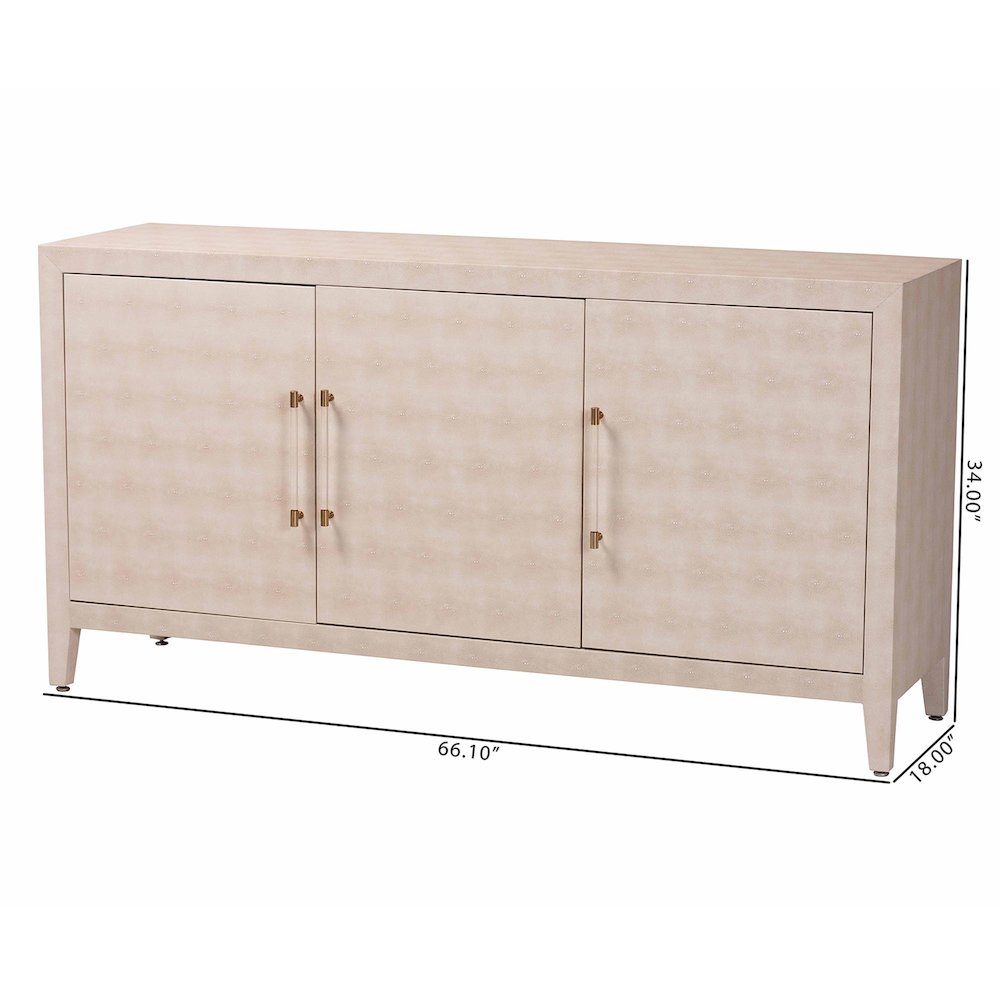 Faux Shagreen Sideboard - Contemporary 3-Door Buffet Storage Cabinet. Picture 11