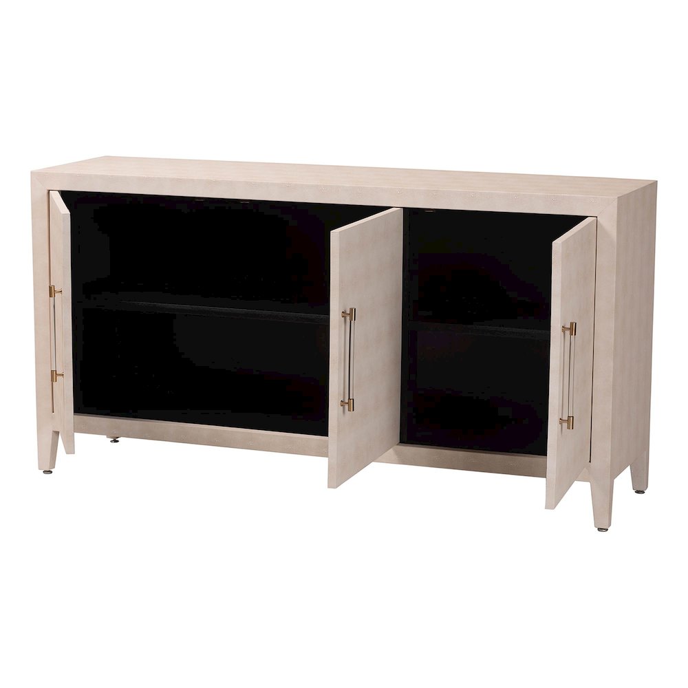 Faux Shagreen Sideboard - Contemporary 3-Door Buffet Storage Cabinet. Picture 2