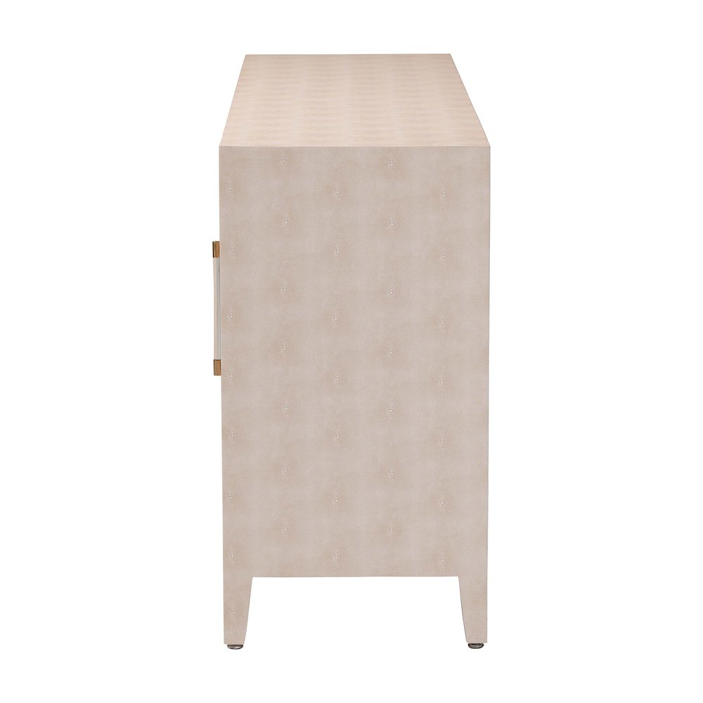 Faux Shagreen Sideboard - Contemporary 3-Door Buffet Storage Cabinet. Picture 4
