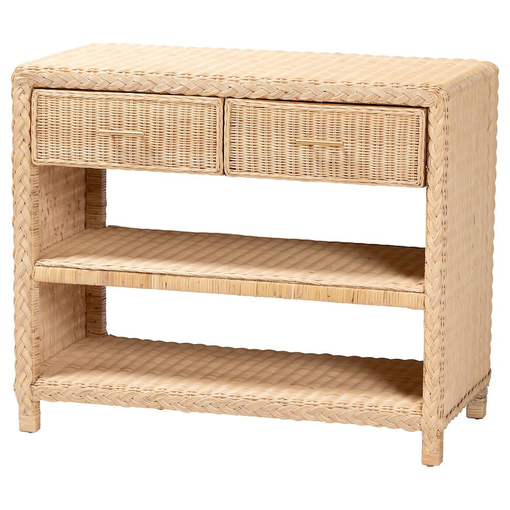Lanica Braided Natural Rattan Console Table. Picture 1