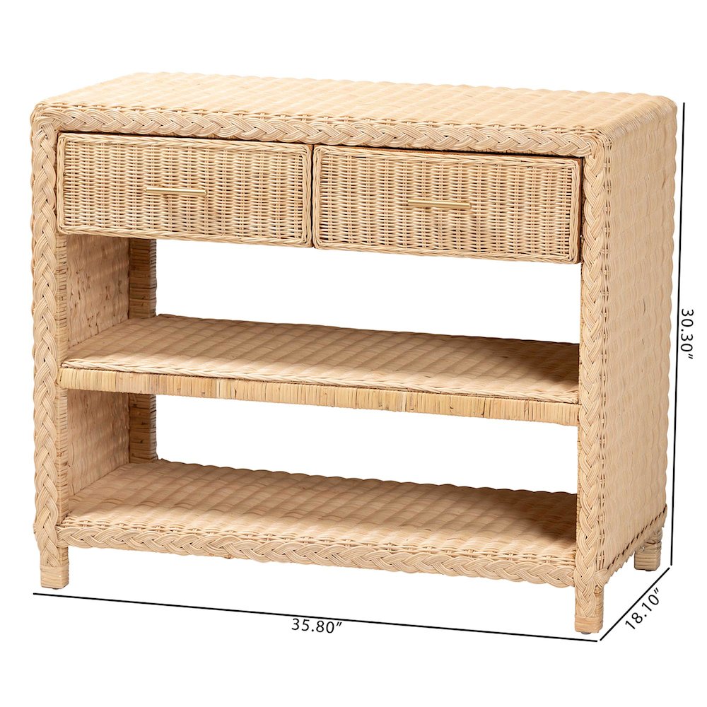 Lanica Braided Natural Rattan Console Table. Picture 10