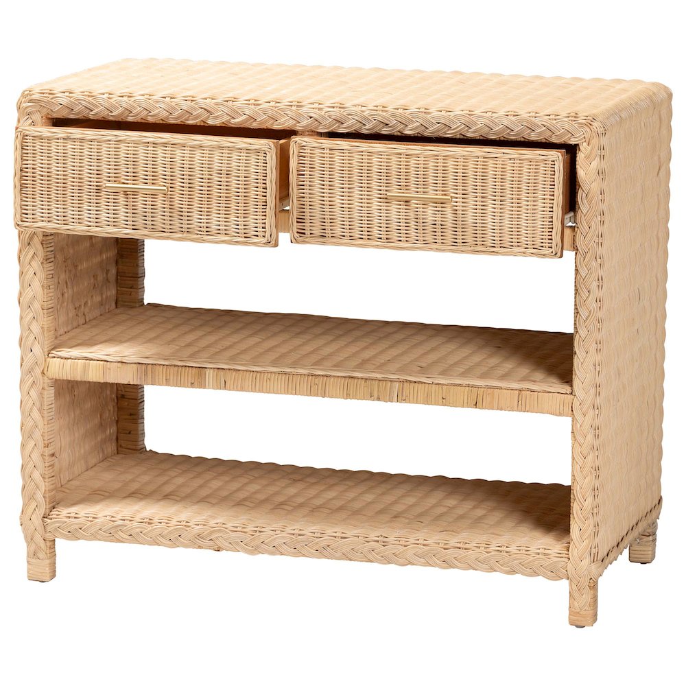 Lanica Braided Natural Rattan Console Table. Picture 2