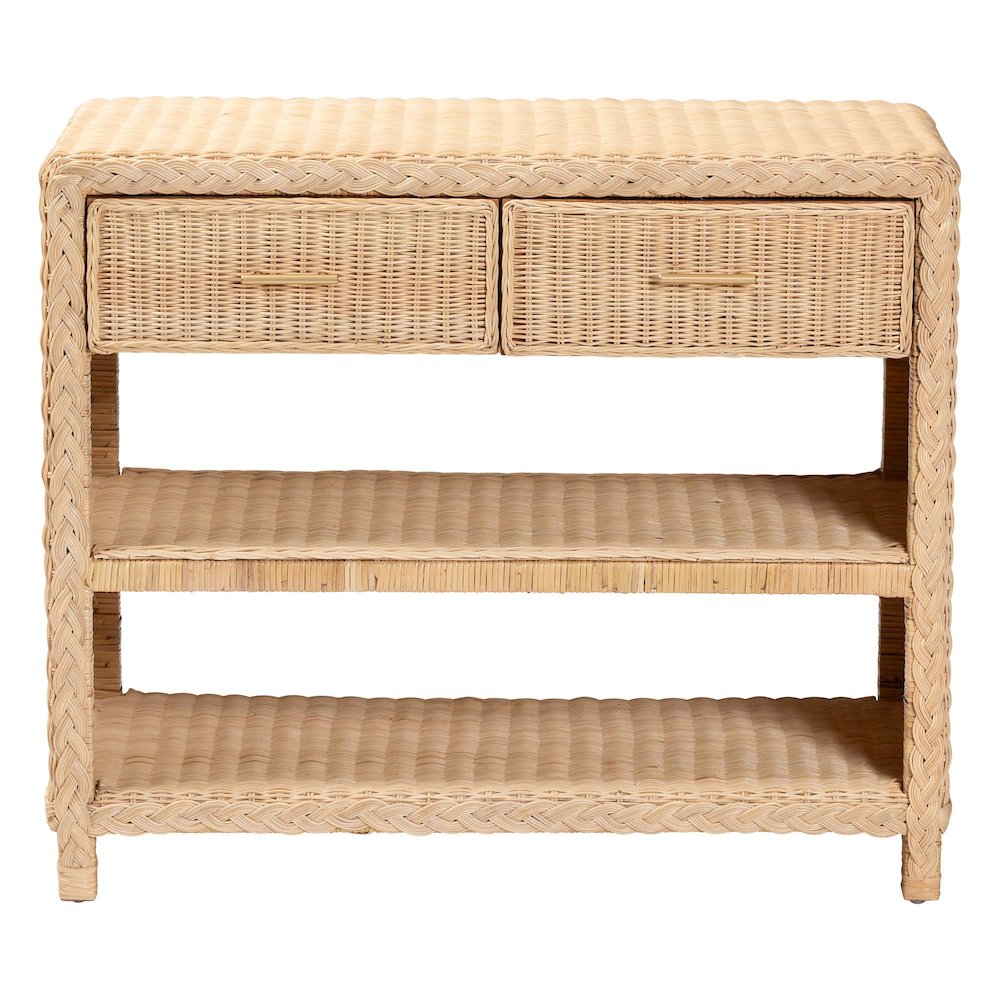 Lanica Braided Natural Rattan Console Table. Picture 3