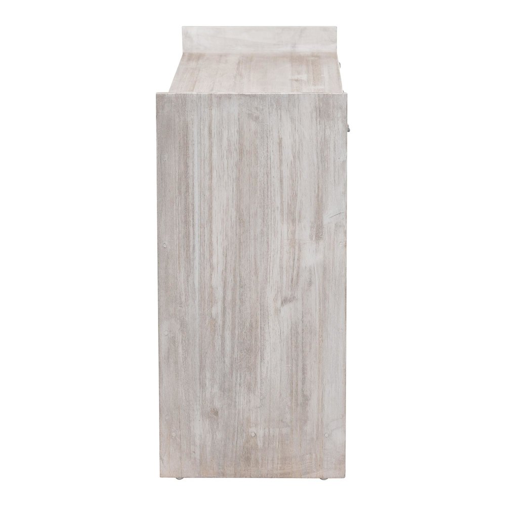 Amado Wood Storage Trunk with Carved Front Panel - Decorative Whitewashed Trunk. Picture 4