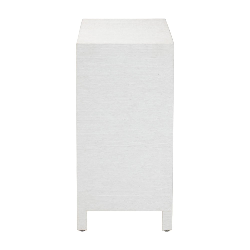 Grasscloth Storage Cabinet - 2-Door Woven Accent Cabinet with Gold Ring Pulls. Picture 4