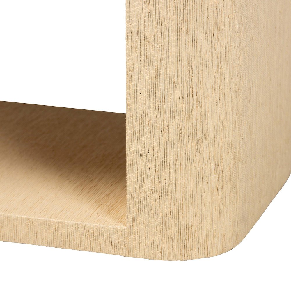 Grasscloth 1-Drawer Nightstand with Open Shelf - Woven Texture Bedside Table. Picture 7
