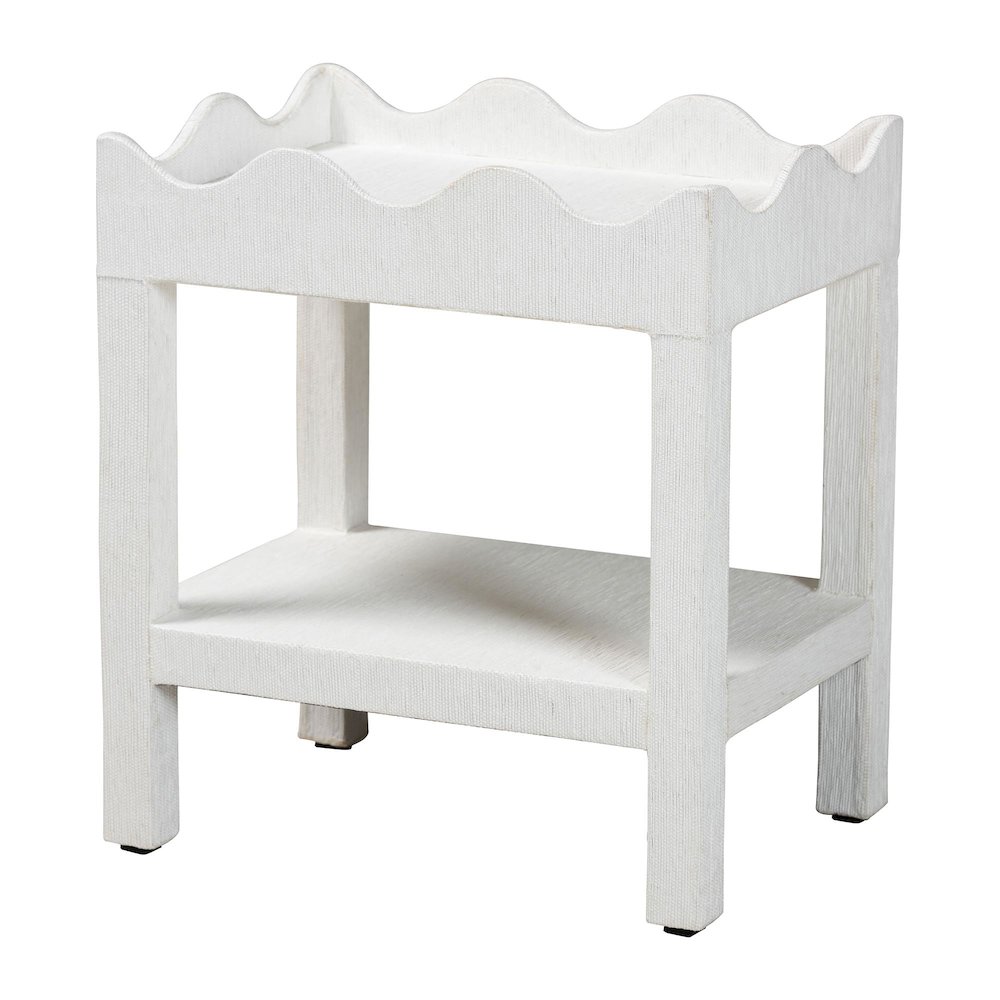 Scalloped End Table - 2-Tier Accent Table with Open Shelf Storage. Picture 1