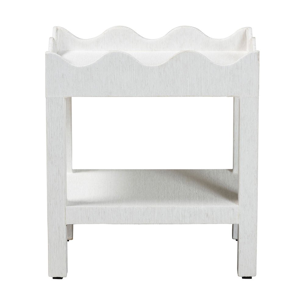 Scalloped End Table - 2-Tier Accent Table with Open Shelf Storage. Picture 2