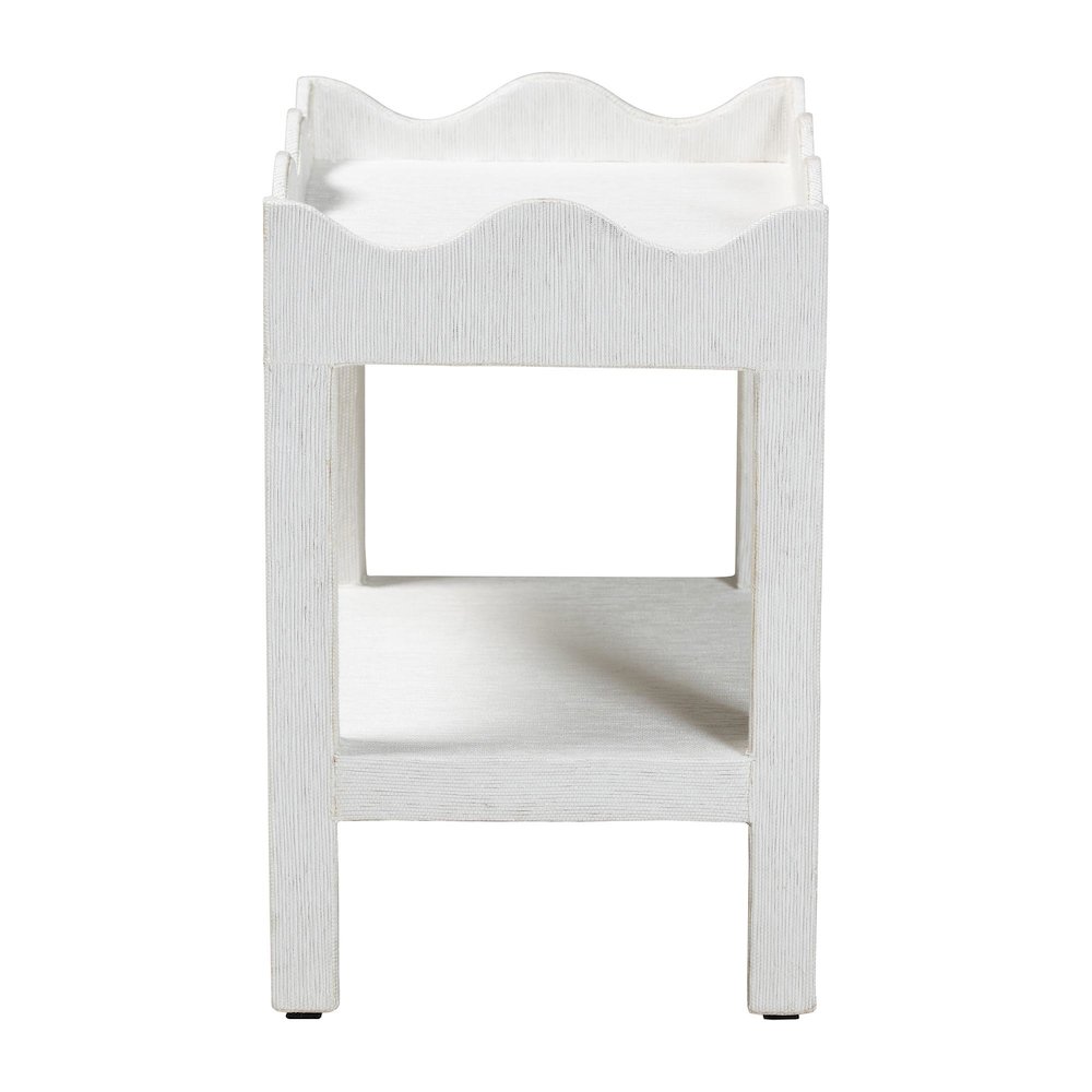 Scalloped End Table - 2-Tier Accent Table with Open Shelf Storage. Picture 3