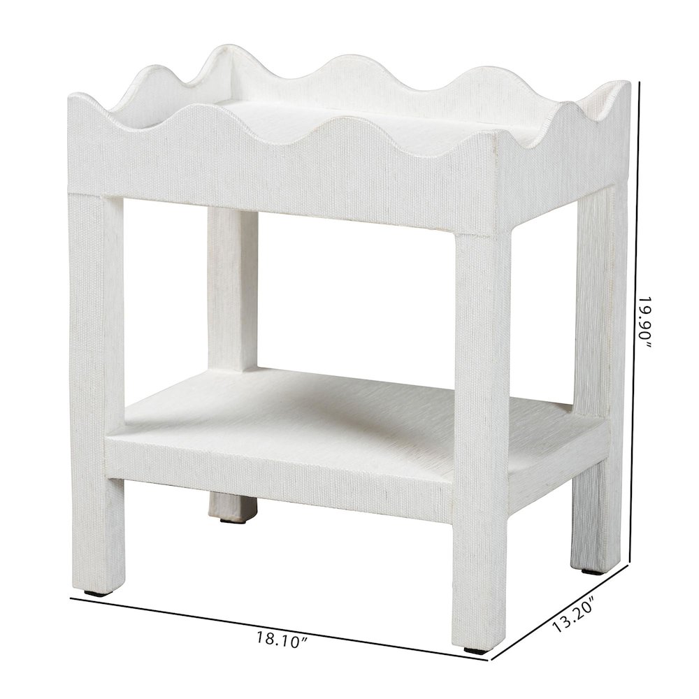 Scalloped End Table - 2-Tier Accent Table with Open Shelf Storage. Picture 8