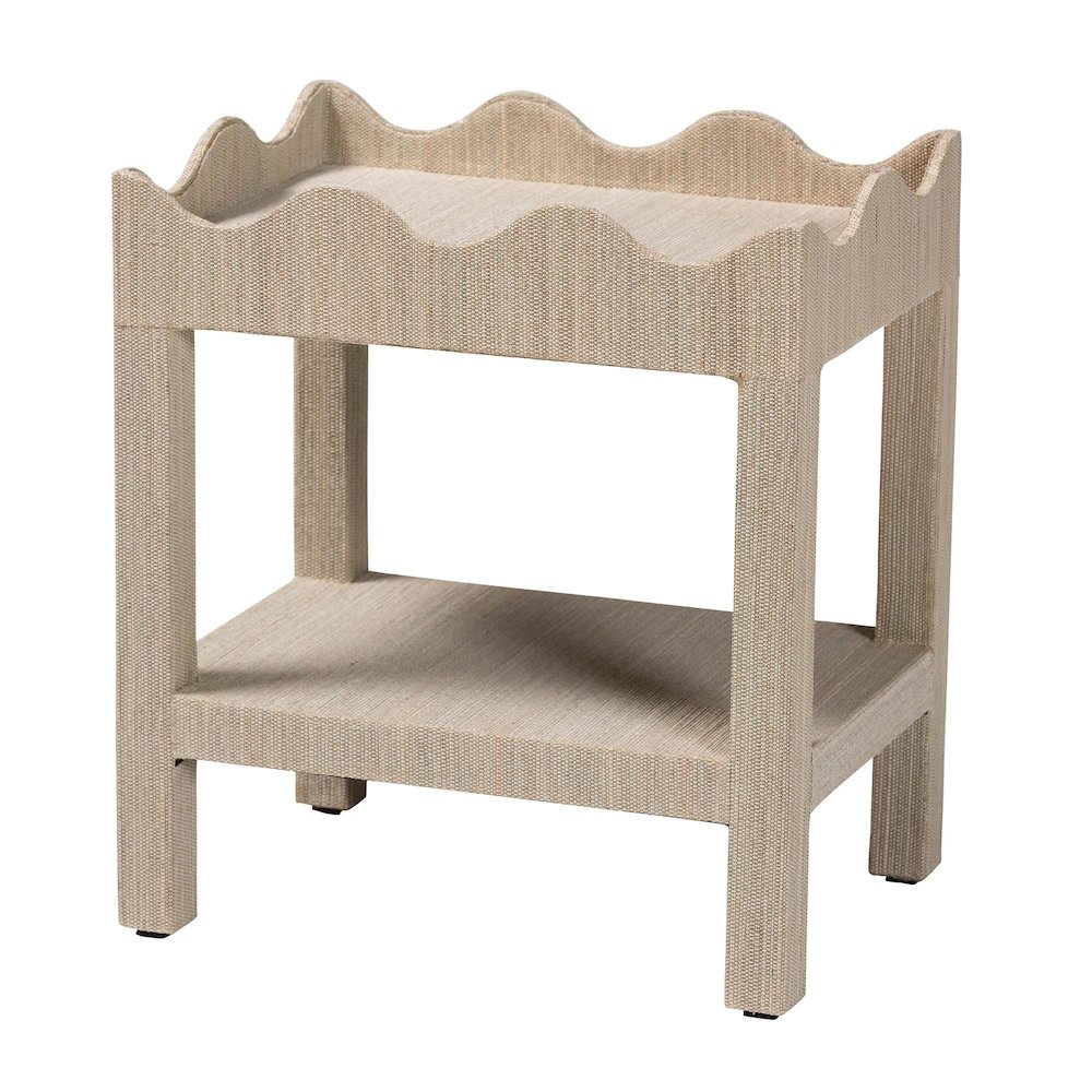 Scalloped End Table - 2-Tier Accent Table with Open Shelf Storage. Picture 1