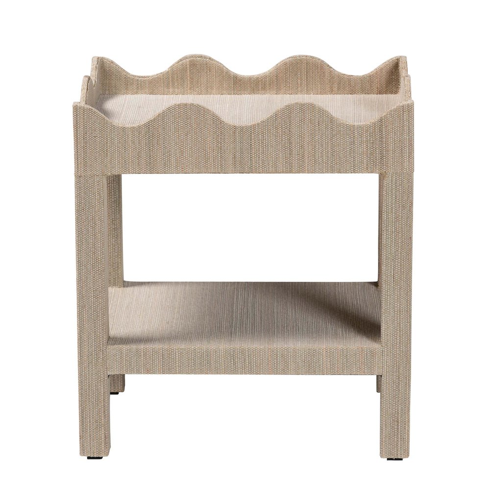 Scalloped End Table - 2-Tier Accent Table with Open Shelf Storage. Picture 2