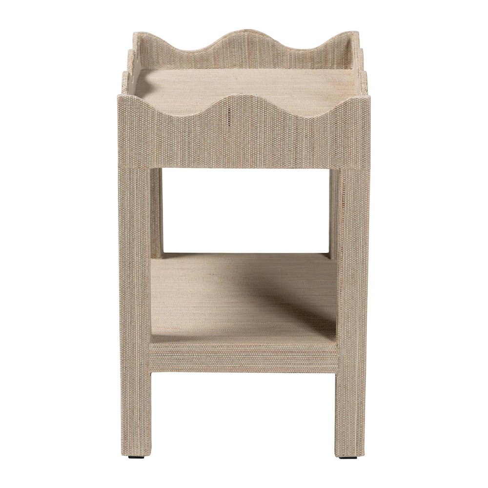Scalloped End Table - 2-Tier Accent Table with Open Shelf Storage. Picture 3