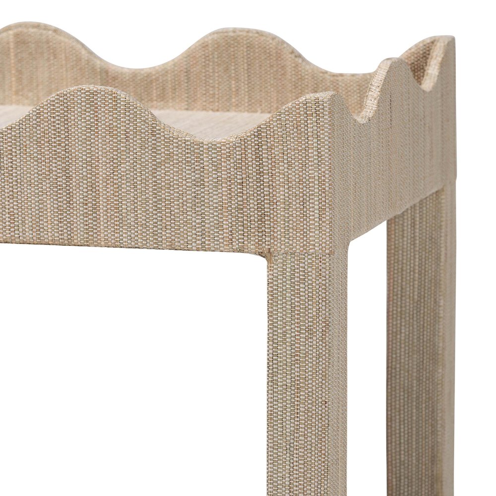 Scalloped End Table - 2-Tier Accent Table with Open Shelf Storage. Picture 4