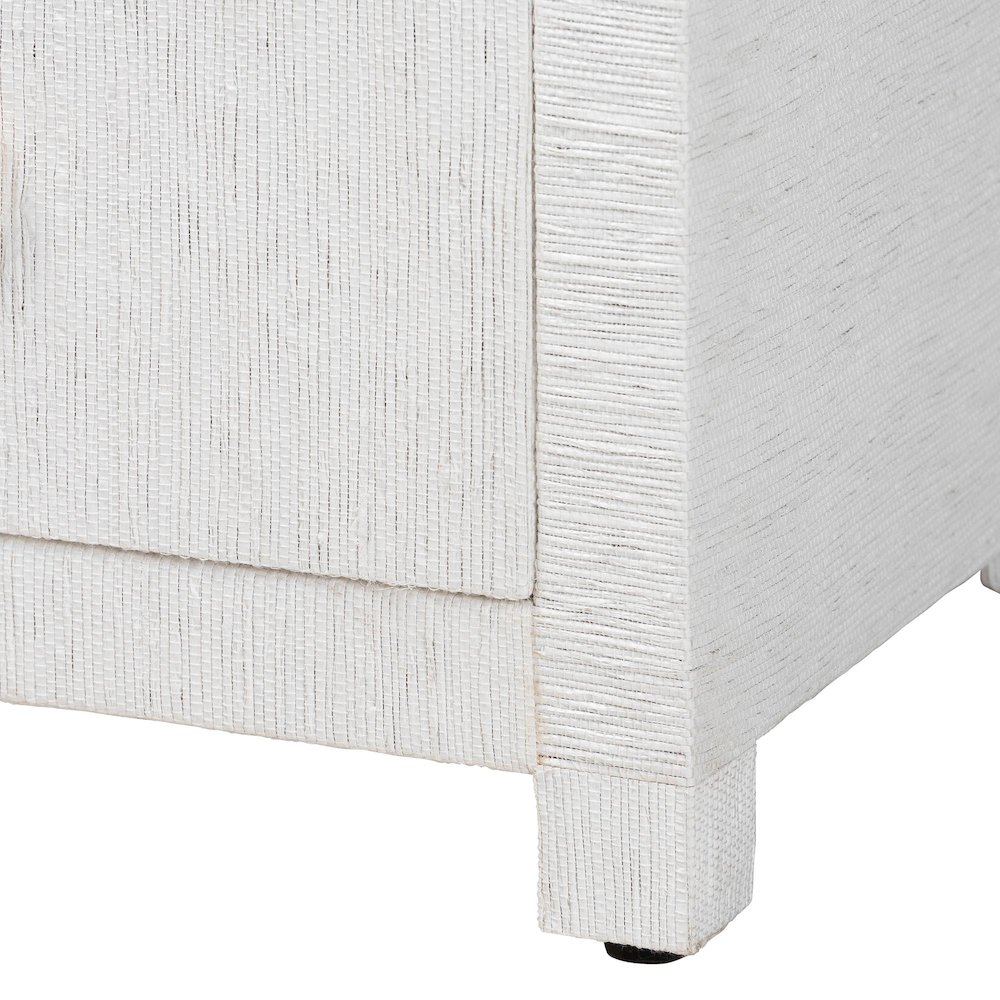Grasscloth Tall Storage Cabinet  with Open Shelves and Drawers. Picture 7