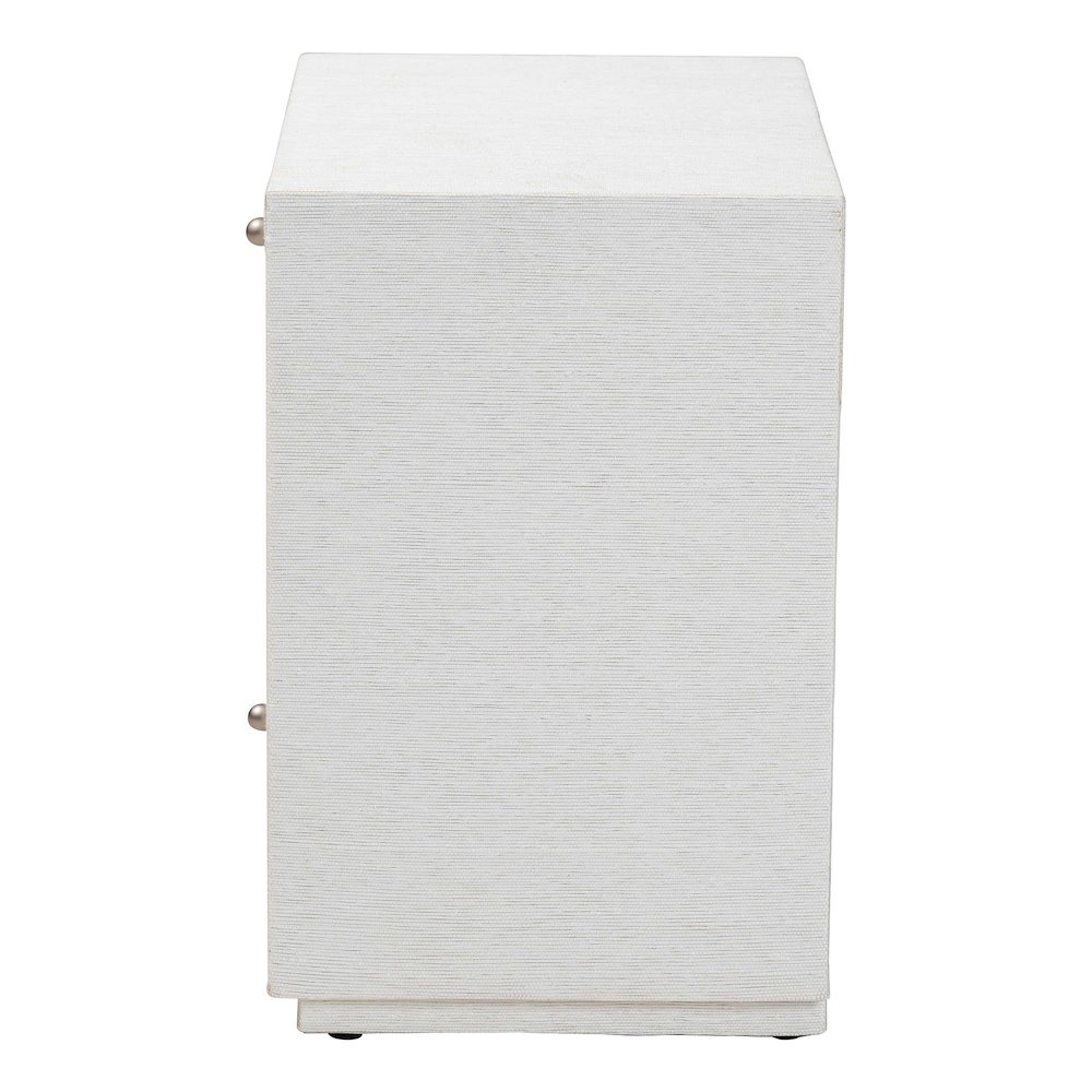 Grasscloth End Table - 2-Drawer Accent Table or Nightstand with Open Shelf. Picture 4