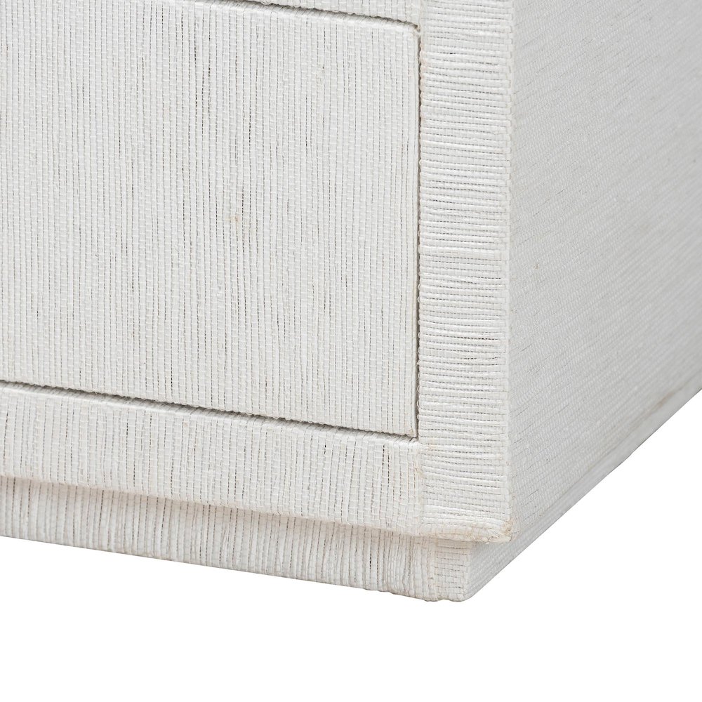 Grasscloth End Table - 2-Drawer Accent Table or Nightstand with Open Shelf. Picture 7